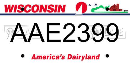 AAE2399 Wisconsin License Plate
