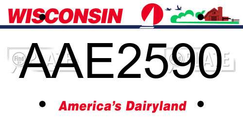 AAE2590 Wisconsin License Plate