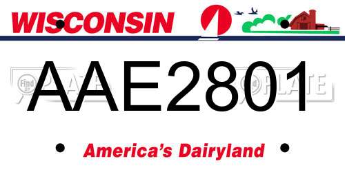 AAE2801 Wisconsin License Plate