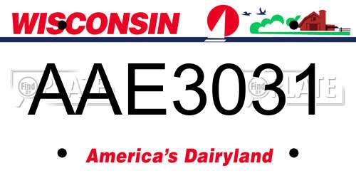 AAE3031 Wisconsin License Plate