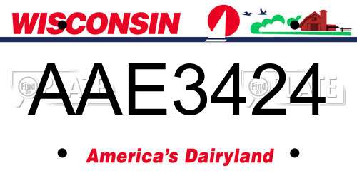 AAE3424 Wisconsin License Plate