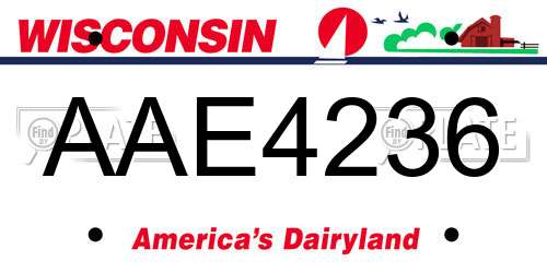 AAE4236 Wisconsin License Plate