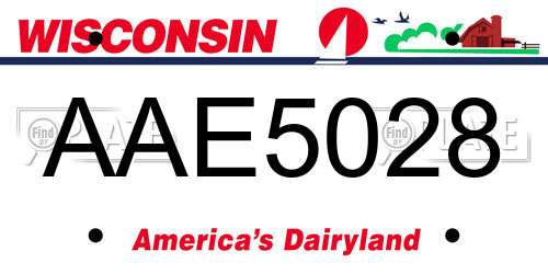 AAE5028 Wisconsin License Plate