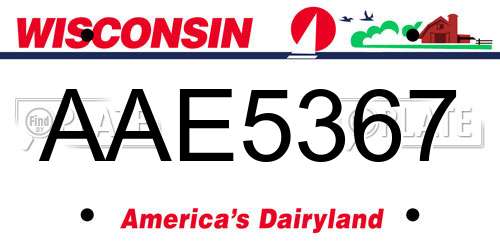 AAE5367 Wisconsin License Plate