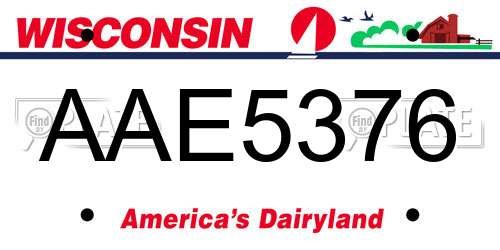 AAE5376 Wisconsin License Plate