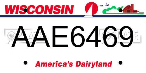 AAE6469 Wisconsin License Plate