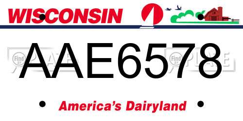 AAE6578 Wisconsin License Plate