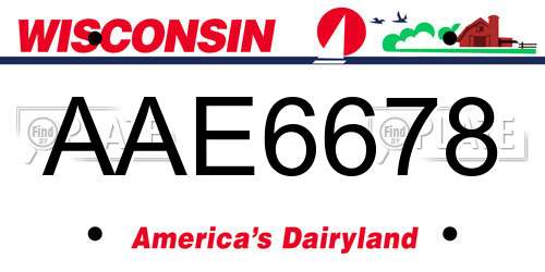 AAE6678 Wisconsin License Plate