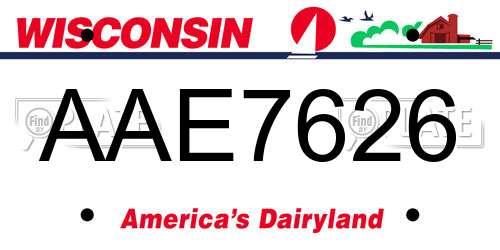 AAE7626 Wisconsin License Plate