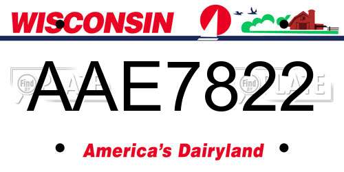 AAE7822 Wisconsin License Plate