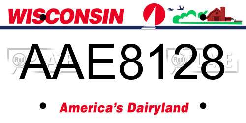 AAE8128 Wisconsin License Plate