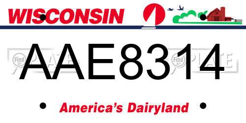 AAE8314 Wisconsin License Plate