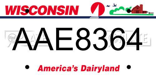 AAE8364 Wisconsin License Plate