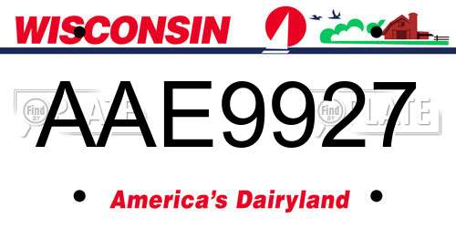 AAE9927 Wisconsin License Plate