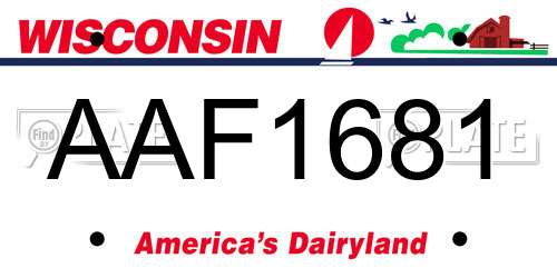 AAF1681 Wisconsin License Plate
