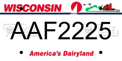AAF2225 Wisconsin License Plate
