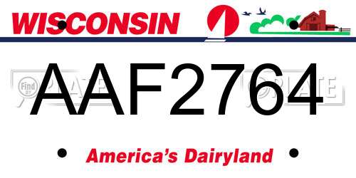 AAF2764 Wisconsin License Plate