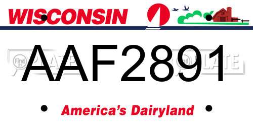 AAF2891 Wisconsin License Plate