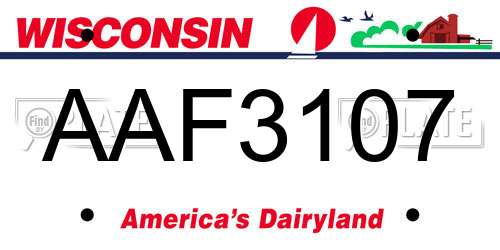 AAF3107 Wisconsin License Plate
