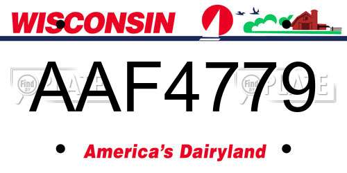 AAF4779 Wisconsin License Plate