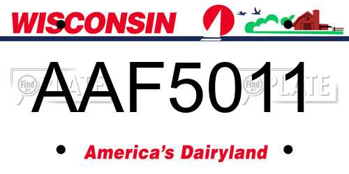 AAF5011 Wisconsin License Plate