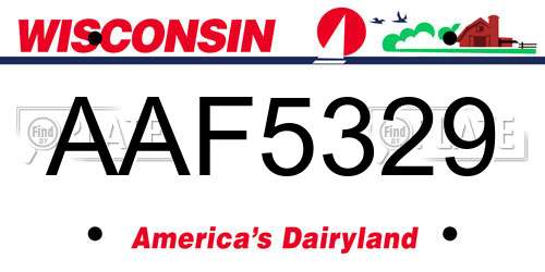 AAF5329 Wisconsin License Plate