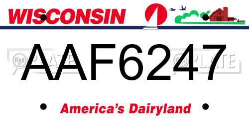 AAF6247 Wisconsin License Plate