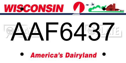 AAF6437 Wisconsin License Plate