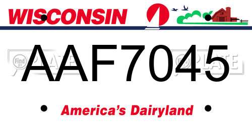 AAF7045 Wisconsin License Plate
