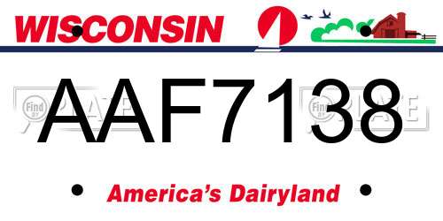 AAF7138 Wisconsin License Plate