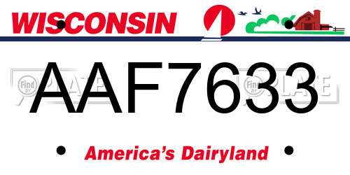 AAF7633 Wisconsin License Plate