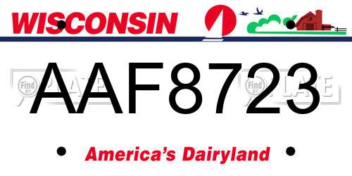 AAF8723 Wisconsin License Plate