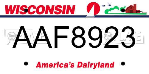 AAF8923 Wisconsin License Plate