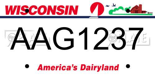 AAG1237 Wisconsin License Plate