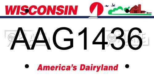AAG1436 Wisconsin License Plate