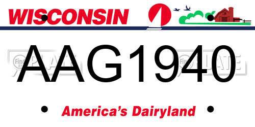 AAG1940 Wisconsin License Plate