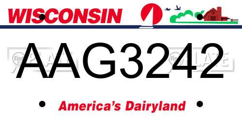 AAG3242 Wisconsin License Plate