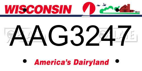 AAG3247 Wisconsin License Plate