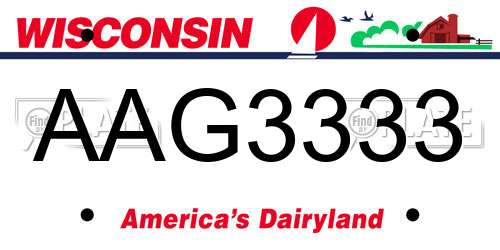 AAG3333 Wisconsin License Plate