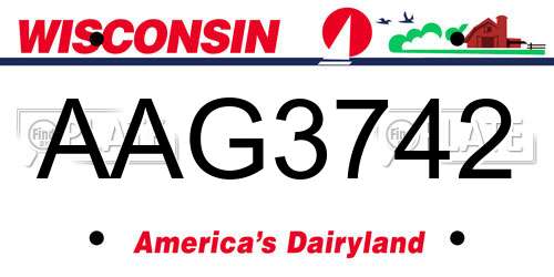 AAG3742 Wisconsin License Plate