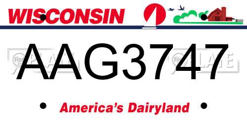 AAG3747 Wisconsin License Plate