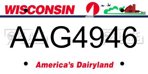 AAG4946 Wisconsin License Plate