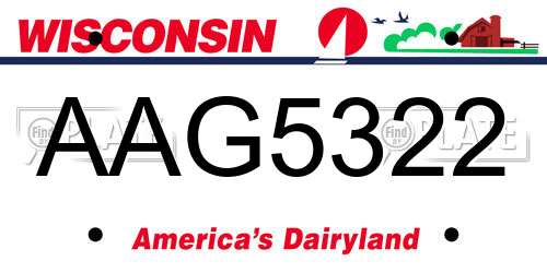 AAG5322 Wisconsin License Plate