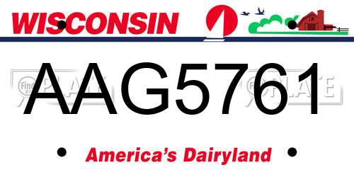 AAG5761 Wisconsin License Plate