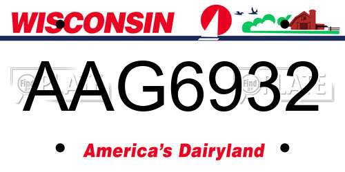 AAG6932 Wisconsin License Plate