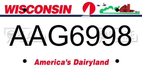 AAG6998 Wisconsin License Plate