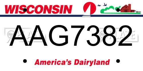 AAG7382 Wisconsin License Plate
