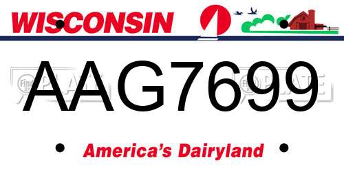 AAG7699 Wisconsin License Plate