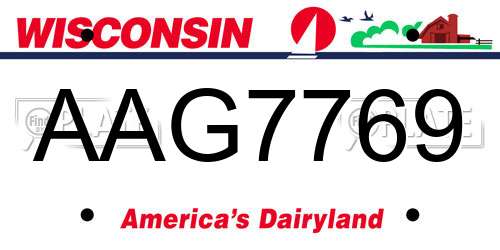 AAG7769 Wisconsin License Plate
