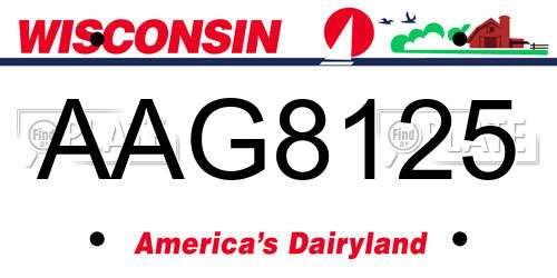 AAG8125 Wisconsin License Plate